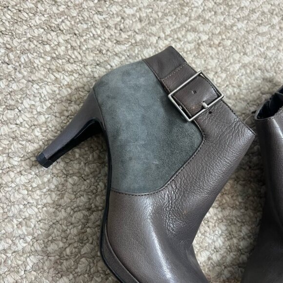Naturalizer Maureen Gray Leather Suede Zip Ankle Boots Women’s Size 6.5 - Picture 2 of 11
